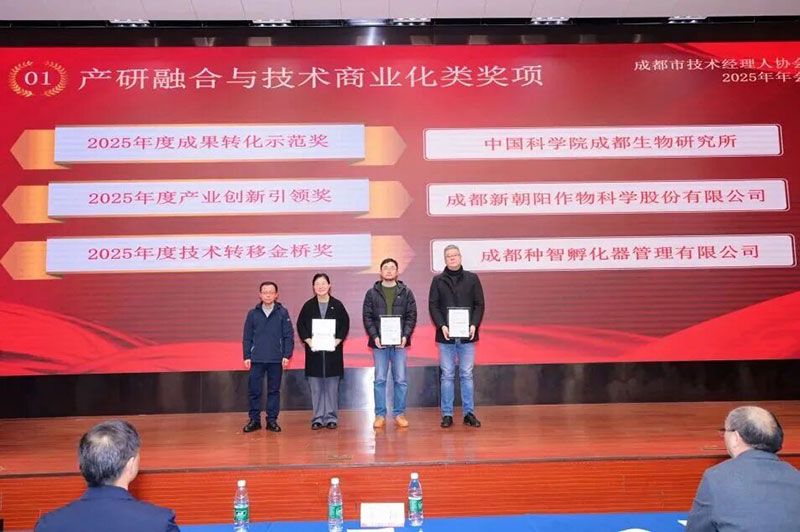 新朝陽榮獲成都市技術(shù)經(jīng)理人協(xié)會“2025年度產(chǎn)業(yè)創(chuàng)新引領(lǐng)獎”